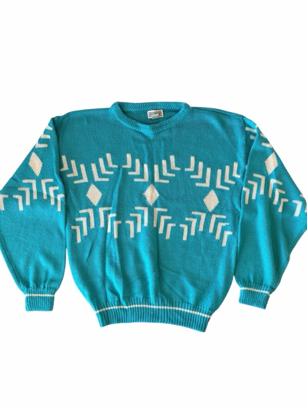 Vintage 80s Unionbay Geometric Pattern Sweater, Size M
